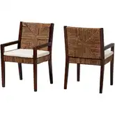 Cordoba Dining Chair in Handwoven Seagrass, Wood & Neutral Fabric (Set of 2)