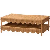 Oteria Scalloped Coffee Table in Hand Woven Light Honey Rattan