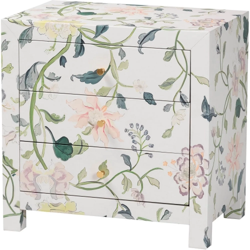 Connery 3 Drawer End Table in Multicolor Floral Leatherette