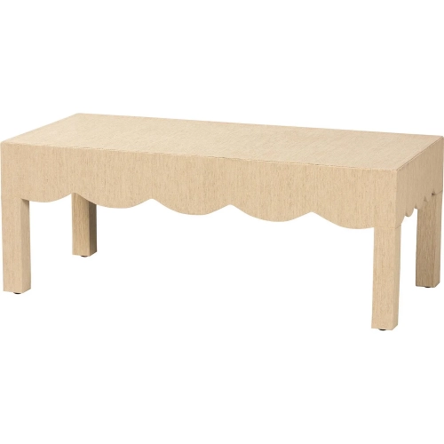 Mason Scalloped Coffee Table in Natural Grasscloth