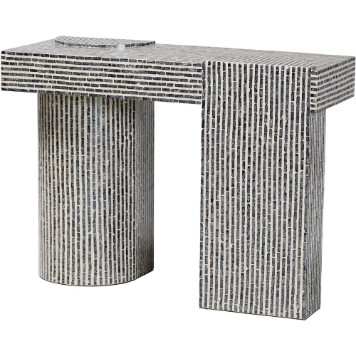 Tawanal Console Table in Black & White Geometric Pattern Capiz Shell