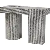Tawanal Console Table in Black & White Geometric Pattern Capiz Shell