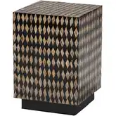 Paulo Square End Table in Diamond Pattern Bamboo & Black Wood