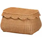 Ayleen 22" Basket in Handwoven Scalloped Natural Rattan