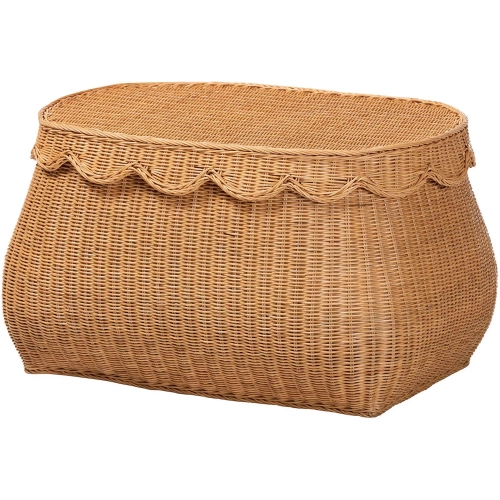 Ayleen 28" Basket in Handwoven Scalloped Natural Rattan
