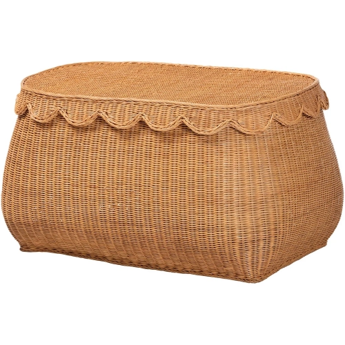 Ayleen 35" Basket in Handwoven Scalloped Natural Rattan