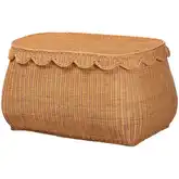 Ayleen 35" Basket in Handwoven Scalloped Natural Rattan