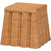 Andrea End Table w/ Pleated Skirt in Handwoven Light Honey Natural Rattan