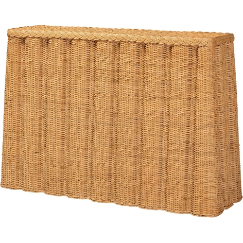 Andrea Console Table w/ Pleated Skirt in Handwoven Light Honey Natural Rattan