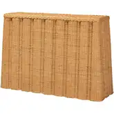 Andrea Console Table w/ Pleated Skirt in Handwoven Light Honey Natural Rattan