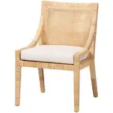 Alexis Wingback Dining Chair in Natural Rattan & Neutral Fabric
