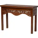 Alannis Console Table in Mahogany Wood with Carved Floral Apron