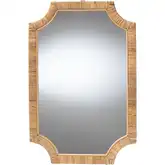 Thiago Scalloped Corner Wall Mirror in Handwoven Natural Rattan