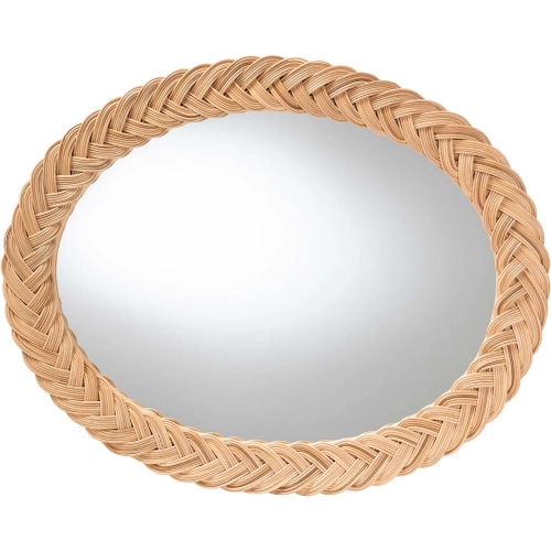 Nara Oval Wall Mirror Handwoven Braided Natural Rattan