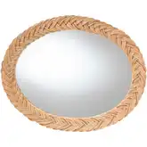 Nara Oval Wall Mirror Handwoven Braided Natural Rattan