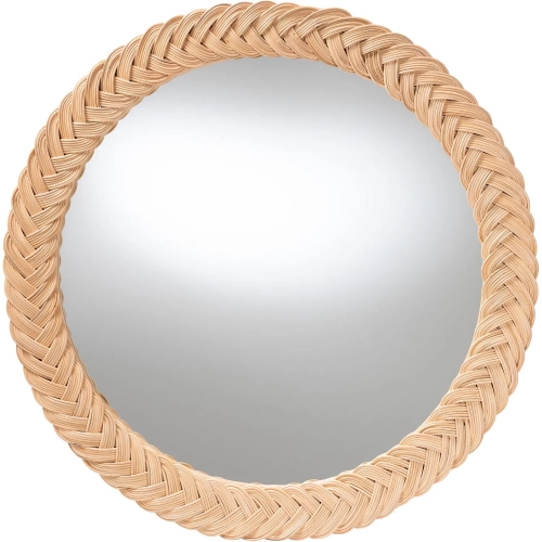 Nara Round Wall Mirror Handwoven Braided Natural Rattan