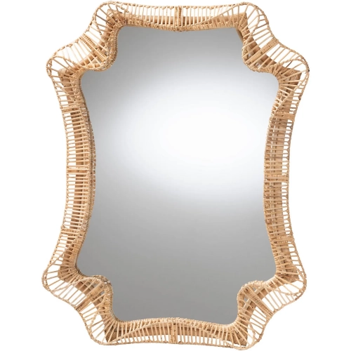 Yusra Freeform Wall Mirror in Handwoven Natural Rattan