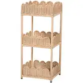 Brooks 3 Tier Storage Shelving in Handwoven Scalloped Natural Rattan