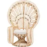 Nafisa Peacock Accent Chair in Handwoven Natural Rattan & Neutral Fabric