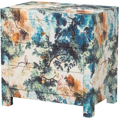 Adeline 3 Drawer End Table Cabinet in Multicolor Nature Print Leatherette