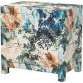 Adeline 3 Drawer End Table Cabinet in Multicolor Nature Print Leatherette