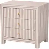 Javianne 3 Drawer Cabinet End Table in Beige & White Striped Leatherette