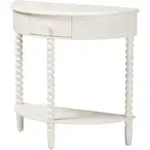 Raynera 1 Drawer Demilune Console Table w/ Bobbin Leg in White Wood