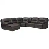 Mistral 6 Piece Manual Recline Sectional Sofa with Left Chaise in Charcoal Gray Suede