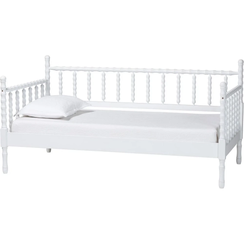 Laurent Twin Bamboo Spindle Style Daybed in White Finish Wood