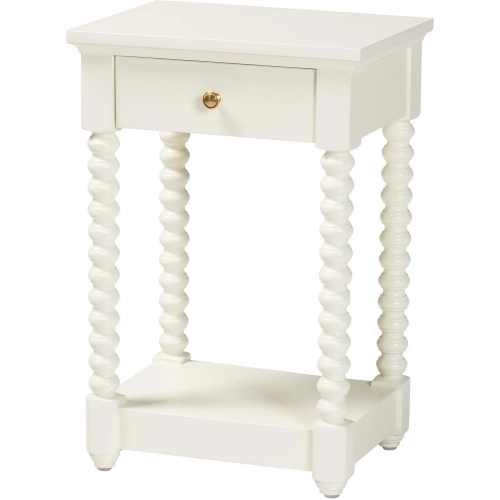 Terentia 1 Drawer Nightstand w/ Shelf in White Finish Wood