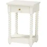 Terentia 1 Drawer Nightstand w/ Shelf in White Finish Wood
