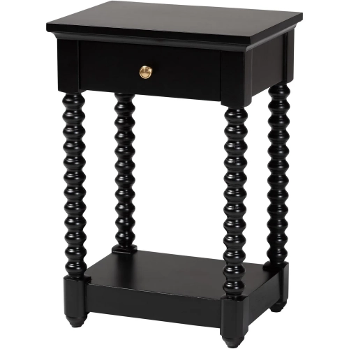 Terentia 1 Drawer Nightstand w/ Shelf in Black Finish Wood