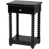 Terentia 1 Drawer Nightstand w/ Shelf in Black Finish Wood