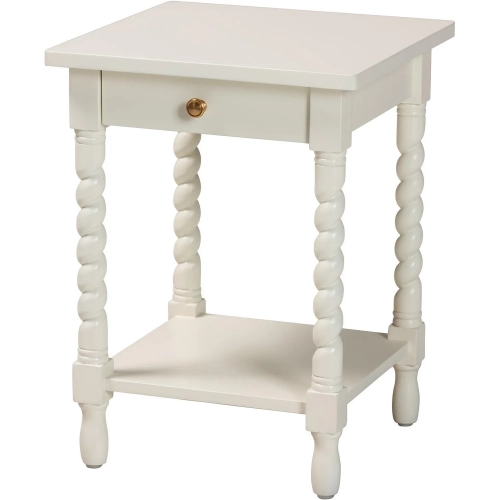 Niklas 1 Drawer Nightstand w/ Shelf in White Finish Wood