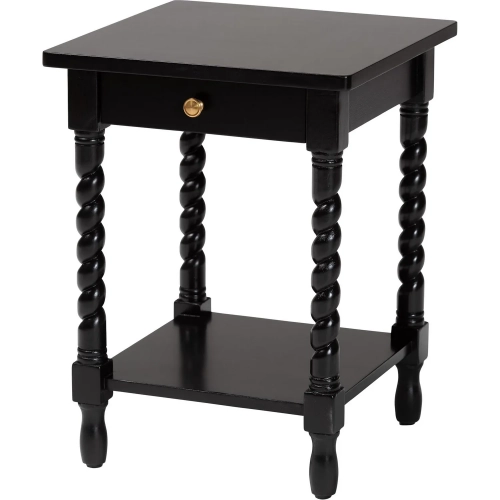 Niklas 1 Drawer Nightstand w/ Shelf in Black Finish Wood