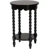 Sally Scallop Round Nightstand w/ Shelf in Black Finish Wood