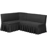 Bryna 2 Piece Corner Dining Nook Bench Set in Dark Grey Skirted Fabric