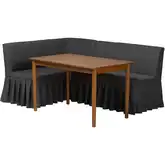 Richard 3 Piece Corner Dining Nook Set in Dark Grey Fabric & Wood