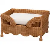 Papina 25.6" Pet Bed in Scalloped Rattan & Removable Neutral Fabric Cushion