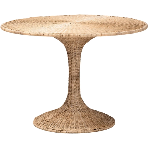 Natala 41" Pedestal Dining Table in Hand Woven Rattan