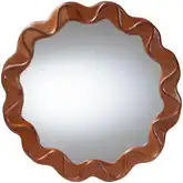 Bahati Wavy Round Wall Mirror in Mahogany Brown Finish