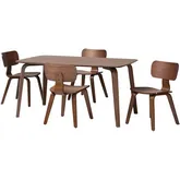 Billie 5 Piece Dining Set in Walnut Brown Finish Bentwood