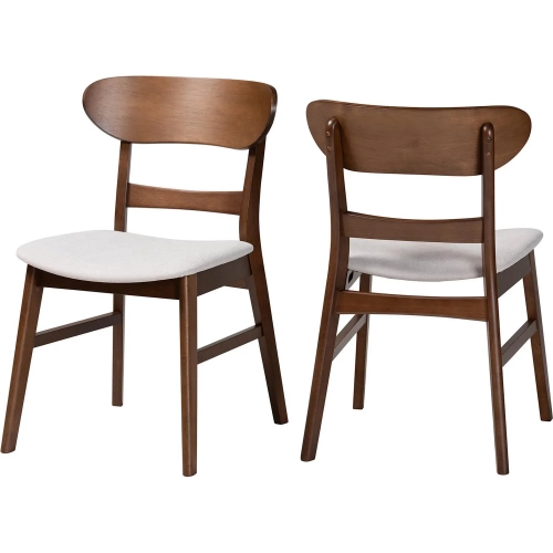 Everwood Dining Chair in Walnut Brown Finish Wood & Taupe Fabric (Set of 2)