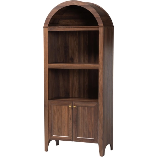 Hayes Arch Top Cabinet in Walnut Brown Finish Wood