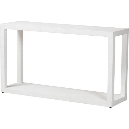 Oaklynn Two Tier Console Table in White Faux Raffia