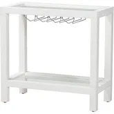 Oaklynn Two Tier Bar Table w/ Stemware Rack in White Faux Raffia & Glass