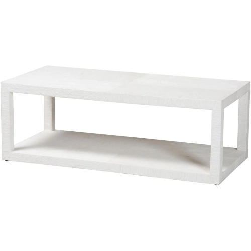 Oaklynn Two Tier Coffee Table in White Faux Raffia