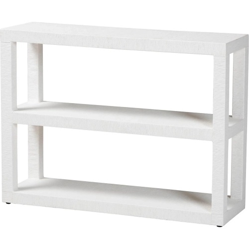 Oaklynn Two Tier Bookcase in White Faux Raffia