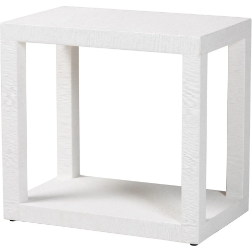 Oaklynn Two Tier End Table in White Faux Raffia