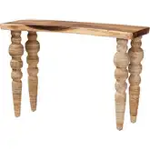 Nasnan Console Table in Teak Wood & Seagrass Bobbin Legs